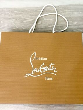 Christian Louboutin Tan Shopping Paper Bag with White Logo